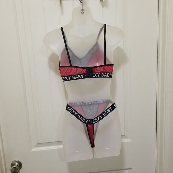Sexy Baby Printed  Red Bra / Lingerie set size Medium - Picture 8 of 11